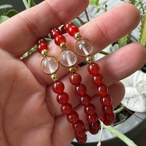 Carnelian with clear quartz stone Crystal Stone gem Bracelet NEW